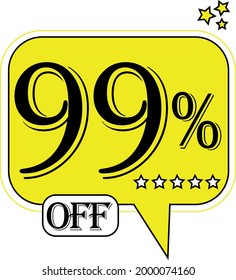 99% de descuento en globo amarillo flotante para ofertas promocionales y descuentos.
