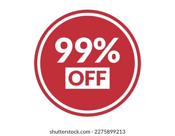 99% off red vector banner illustration isolated on white background