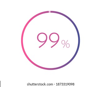 Símbolo de gráfico circular del 99%. 99% Iconos para negocios, finanzas, informes, descargas