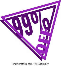 99 percent discount, discount triangle icon for offers and promotions