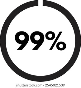 Icono de círculo de carga del 99 por ciento aislado sobre fondo blanco. Cargando icono de círculo de datos . Ilustración vectorial