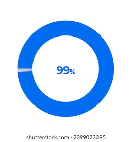 99 percent pie chart outline stroke vector illustration eps 