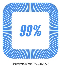 99 percent square shape percentage diagram for infographics,documents or reports. vector.