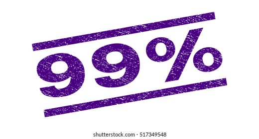 99 Percent watermark stamp. Text tag between parallel lines with grunge design style. Rubber seal stamp with scratched texture. Vector indigo blue color ink imprint on a white background.