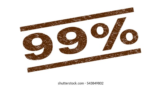 99 Percent watermark stamp. Text caption between parallel lines with grunge design style. Rubber seal stamp with dirty texture. Vector brown color ink imprint on a white background.