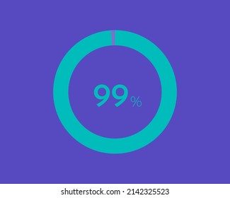 99 Percentage diagrams on blue color background HD, pie chart for Your documents, reports, 99% circle percentage diagrams for infographics