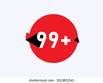 99 plus Age limit icons, 99+ restriction flat sign isolated on white background