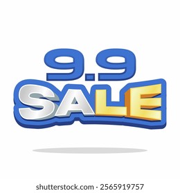 9.9 Sale with 3D Text and Vibrant Design Elements