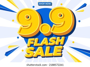 9.9 Sale Poster Or Shopping Day Flyer Design. 9.9 Flash Sale Online Banner.