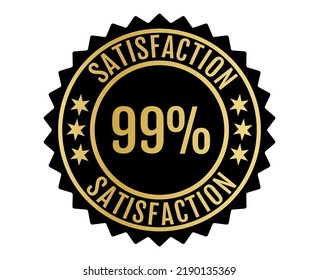 99% Satisfaction Sign Vector transparent background Gold Color