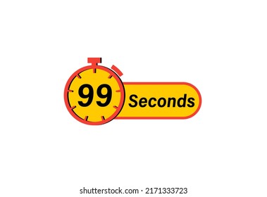 99 Seconds timers Clocks, Timer 99 sec icon, countdown icon. Time measure. Chronometer icon isolated on white background