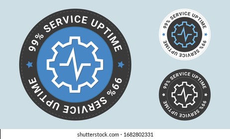 99% Service Uptime insignia stamp. Vector certificate icon. Vector combination for certificate in flat style.