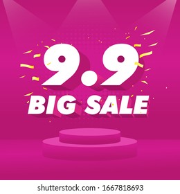 9.9 Shopping day big sale background vector