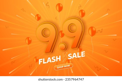 9.9 Shopping Day Flash Sale templates or banners for website or social media promotion and online shopping.	