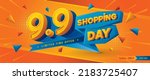 9.9 Shopping Day Sale Banner Template design special offer discount, Shopping banner template, Abstract Shopping day Web Header template design for Sale and discount labels. promotion poster.