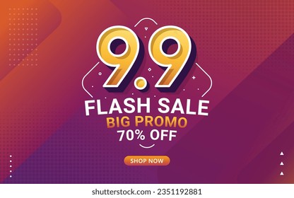 9.9 Shopping day sale banner background for business retail promotion vector illustration