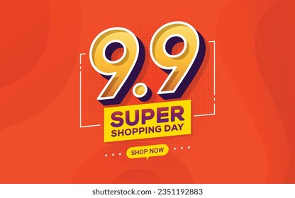 9.9 Shopping day sale banner background for business retail promotion vector illustration