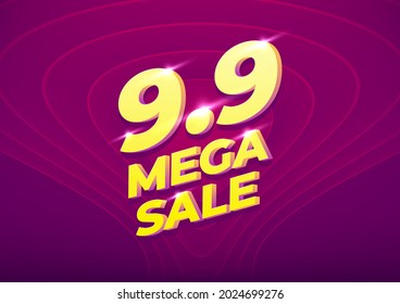 9.9 Shopping day sale poster or flyer design. 9.9 Mega sale online banner.