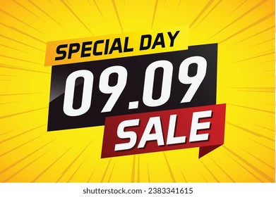 9.9 Special day sale word concept vector illustration with ribbon and 3d style for use landing page, template, ui, web, mobile app, poster, banner, flyer, background, gift card, coupon