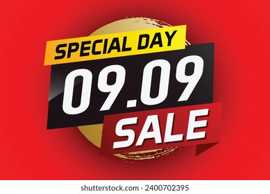 9.9 Special day sale word concept vector illustration with ribbon and 3d style for use landing page, template, ui, web, mobile app, poster, banner, flyer, background, gift card, coupon
