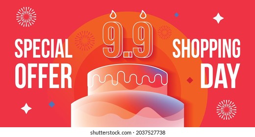 9.9 Special Offer Shopping Day Cake Banner.