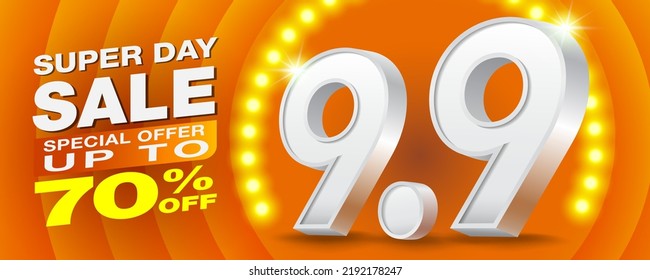 9.9 Super day sale Banner design Big promotion to support the nine month sale of products online. Ads for the web, Social media and online shopping.