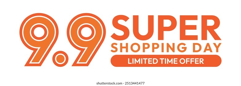 9,9 Super Shopping Day. 9.9 Promoção de vendas, texto 3D número nove no fundo branco. Campanha de vendas flash, dias de oferta especial. Design para publicidade e vendas.