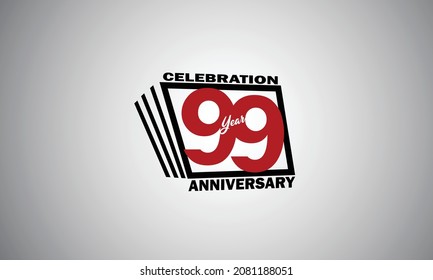 99 year anniversary celebration, book design style black and red color for event, birthday, gift card, poster-vector