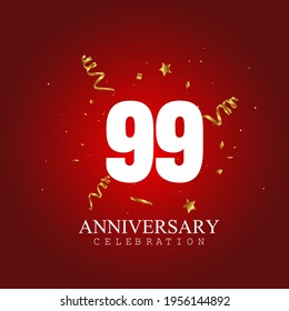 Celebración del 99 aniversario, diseño vectorial para celebraciones, tarjetas de invitación y tarjetas de felicitación
