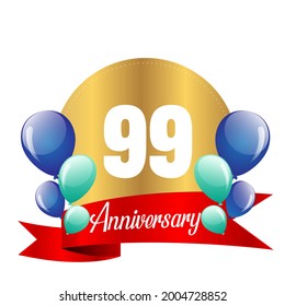 Celebración del 99 aniversario, diseño vectorial para celebraciones, tarjetas de invitación y tarjetas de felicitación