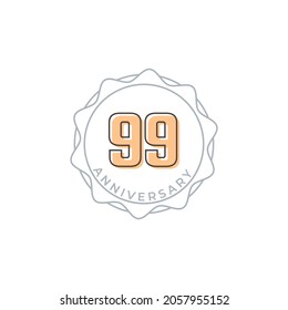 99 Year Anniversary Celebration Vector Badge. Happy Anniversary Greeting Celebrates Template Design Illustration