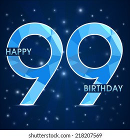 99 year birthday celebration label, 99th anniversary decorative polygon emblem - vector illustration
