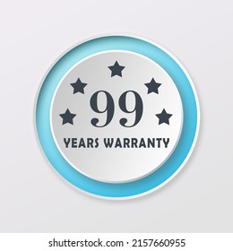 99 year warranty blue color combination design. creative logo, icon, modern element, simple elegant Stamp Button Vector.