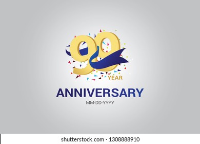 99 years anniversary blue ribbon celebration logotype. anniversary logo with golden and Spark light white color isolated on black background, vector design for celebration, invitation vector