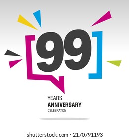 99 Years Anniversary celebration colorful white modern number logo icon banner