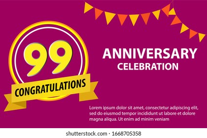 99 years anniversary celebration logo vector template design illustration