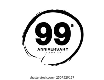 99 Years Anniversary Celebration logo black paintbrush vector, 99 number logo design, 99th Birthday Logo, happy Anniversary, Vector Anniversary For Celebration, poster, Invitation Card, black color