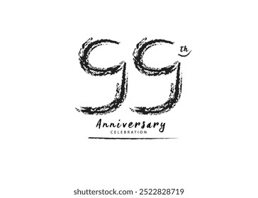 99 Years Anniversary Celebration logo black paintbrush vector, 99 number logo design, 99th Birthday Logo, happy Anniversary, Vector Anniversary For Celebration, poster, Invitation Card