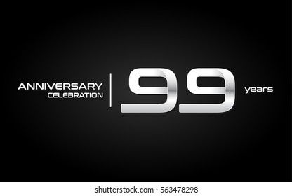 99 Years Anniversary Celebration Logo, White , Isolated on Dark  Background