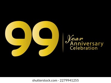 99 years anniversary celebration logotype gold color vector, 99th birthday logo, 99 number, anniversary year banner, anniversary design elements for invitation card and poster. number design vector