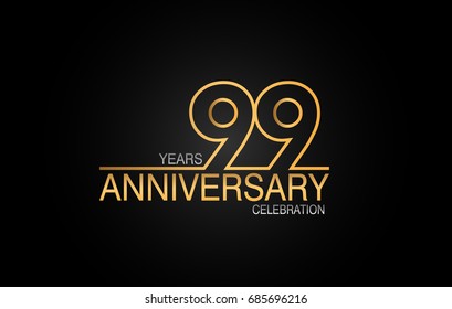 99 years anniversary celebration logotype. anniversary logo with golden and silver color isolated on black background, vector design for celebration, invitation card, and greeting card