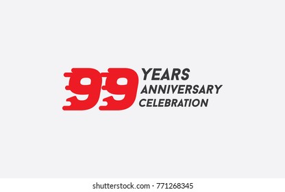 99 Years Anniversary Celebration Logotype vector illustration with red splash number isolated on white background