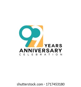 99 Years Anniversary Celebration, Number Vector Template Design Illustration.