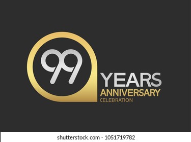 99 years anniversary celebration simple design with golden circle and silver color combination 
