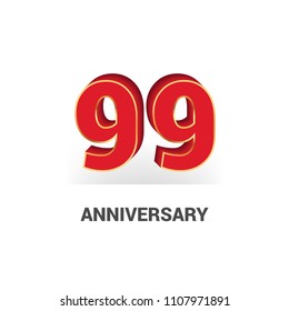 99 Years Anniversary Design with  3d number isolated on white background