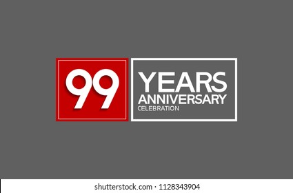 99 years anniversary design horizontal square style with red and white color for celebration event