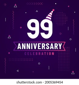 99 years anniversary greetings card, 99 anniversary celebration background free vector.