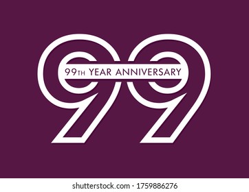 99 years anniversary image vector, 99th anniversary celebration logotype 