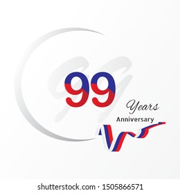 99 years anniversary linked logotype with red color isolated on white background for company celebration event