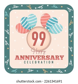 99 years anniversary logo with balloon design template vector design abstract